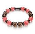 Rose Quartz & Faceted Smoky Quartz Magnetic Bracelet — Pink & Smoke