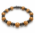 Caramel Jasper & Hematite Smoky Quartz Disc Bracelet — Barrel Clasp