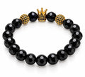 Faceted Black Onyx & Gold Crown Pavé Bracelet — King