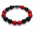 Red Magnesite & Black Onyx Large Bead Magnetic Bracelet — Red & Black