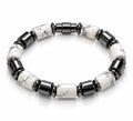 White Howlite Barrel & Hematite Magnetic Bracelet — Men's