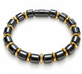 Black Hematite Barrel & Gold Rondelle Magnetic Bracelet — Men's