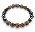 Brown Lava Rock & Hematite Bead Stretch Bracelet — Men's Diffuser
