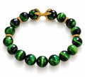 Faceted Green Tiger's Eye & Gold Eagle Talon Bracelet