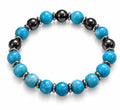 Turquoise Blue & Hematite Bead Stretch Bracelet