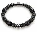 Black Banded Agate & Black Pavé Crystal Magnetic Bracelet — Luxury All Black