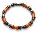 Natural Wood & Hematite Bamboo Bead Magnetic Bracelet — Men's