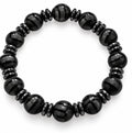 Black Banded Agate & Hematite Bead Stretch Bracelet — All Black