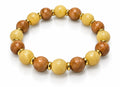 Yellow Jade & Red Aventurine Bead Stretch Bracelet — Gold Rondelles