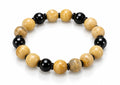 Faceted Honey Calcite & Black Onyx Large Bead Stretch Bracelet