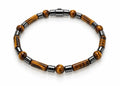 Tiger's Eye Tube & Hematite Barrel Bracelet — Barrel Clasp