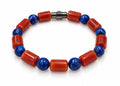 Carnelian Agate Barrel & Lapis Lazuli Bead Bracelet — Barrel Clasp