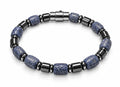 Blue Crazy Lace Agate Barrel & Hematite Bracelet — Barrel Clasp