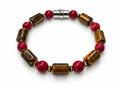 Tiger's Eye Barrel & Red Magnesite Bead Bracelet — Barrel Clasp