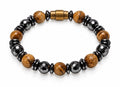 Faceted Picture Jasper & Hematite Magnetic Bracelet — Brass Clasp