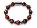 Red Tiger's Eye & Hematite Cube Spacer Magnetic Bracelet