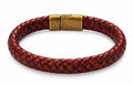 Braided Burgundy Leather Bracelet, closed clasp view