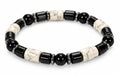 White Howlite & Black Onyx Barrel Magnetic Bracelet, round view